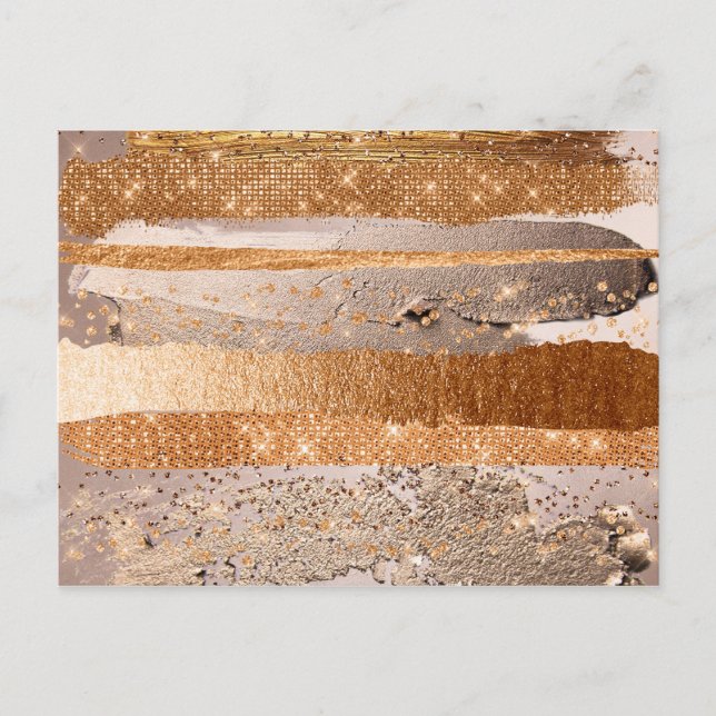 Copper Gold Strokes Glamour Texture Postcard (Front)
