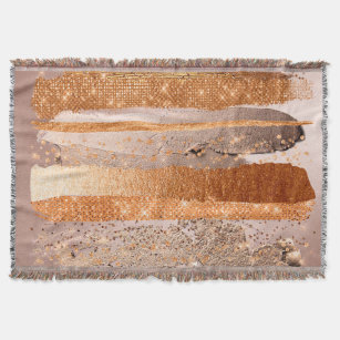 Copper Gold Strokes Glamour Texture Throw Blanket