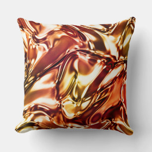 Copper Gold Wavy Metallic Look Cushion