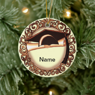 Copper Graduation Cap Ceramic Tree Decoration
