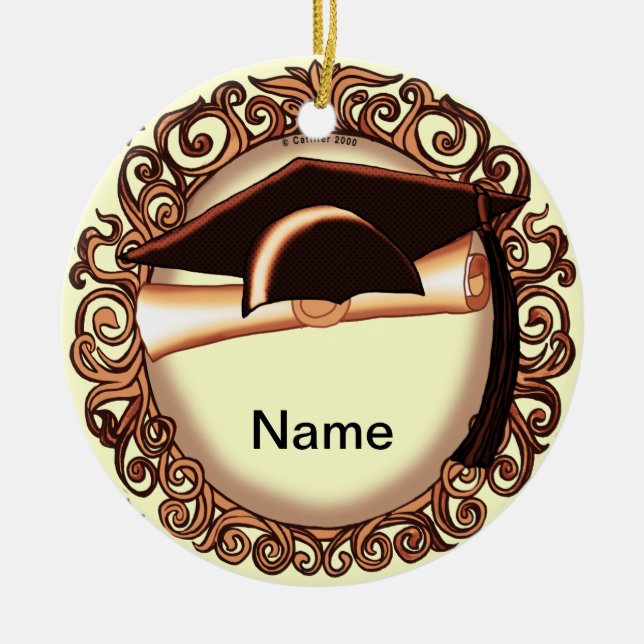 Copper Graduation Cap custom ornament  (Front)