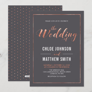 Copper & Grey   Simple Modern Typography Wedding Invitation