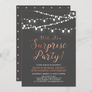 Copper & Grey   Surprise 40th Wedding Anniversary Invitation
