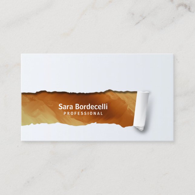 Copper Grunge Ripped Professional Business Card (Front)