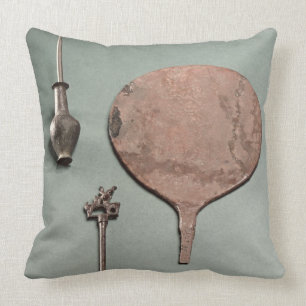 Copper hairpin, collyrium rod with pot and mirror, cushion