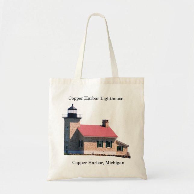Copper Harbour Lighthouse cutout tote bag (Front)