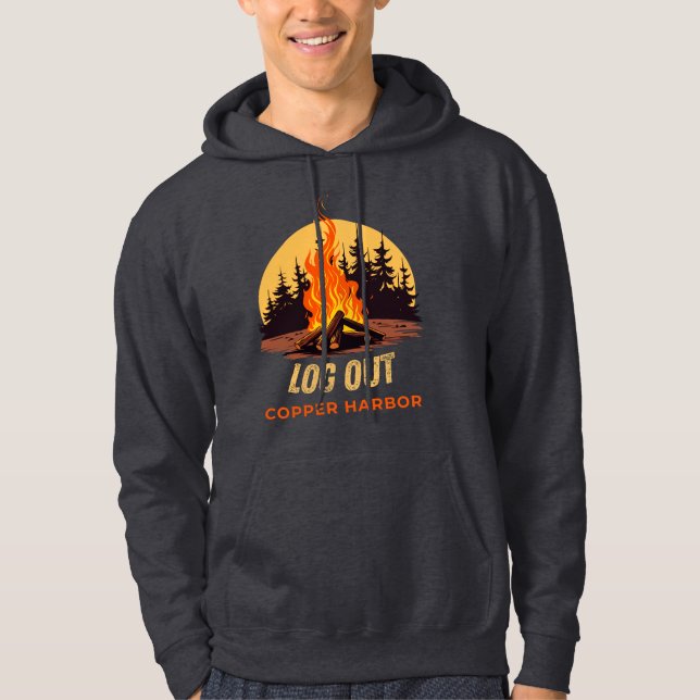 Copper Harbour Michigan Campfire Hoodie (Front)