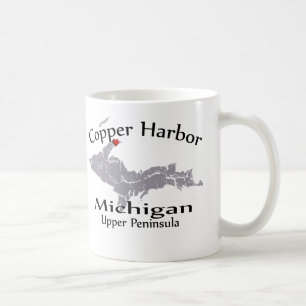 Copper Harbour Michigan Heart Heart Map Design Mug