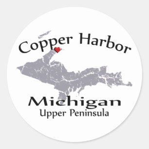 Copper Harbour Michigan Heart Heart Map  Sticker