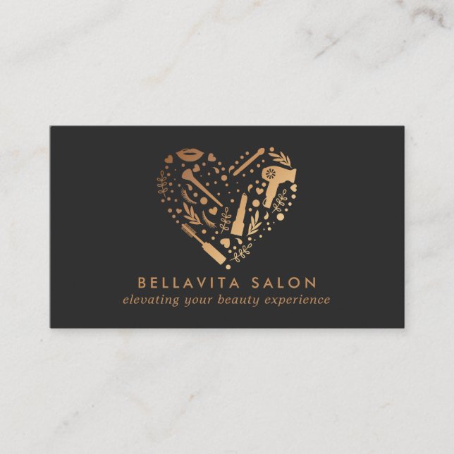 Copper Heart Hair Stylist Salon Business Card (Front)