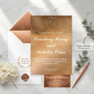 Copper Hearts Wedding Invitations