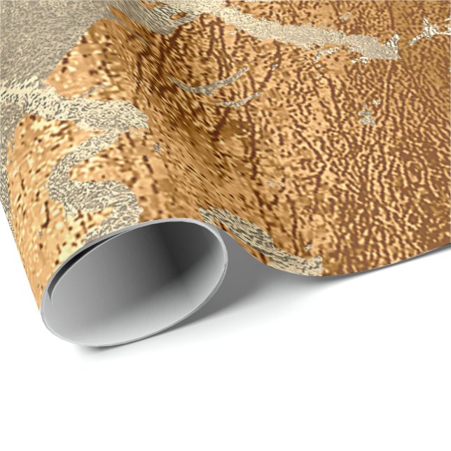 Copper Honey Foxier Gold Marble Shiny Metallic VIP Wrapping Paper (Roll Corner)