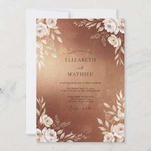 Copper Leafy Wedding Invitation