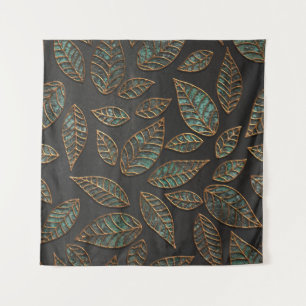 Copper leaves: black grunge texture. tapestry