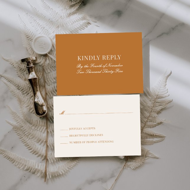 Copper Light Brown Old Money Wedding Mail In RSVP Enclosure Card (Creator Uploaded)