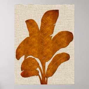 Copper Linen Banana Plant Collage Poster