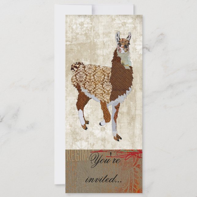 Copper Llama Ornate Invitation (Front)