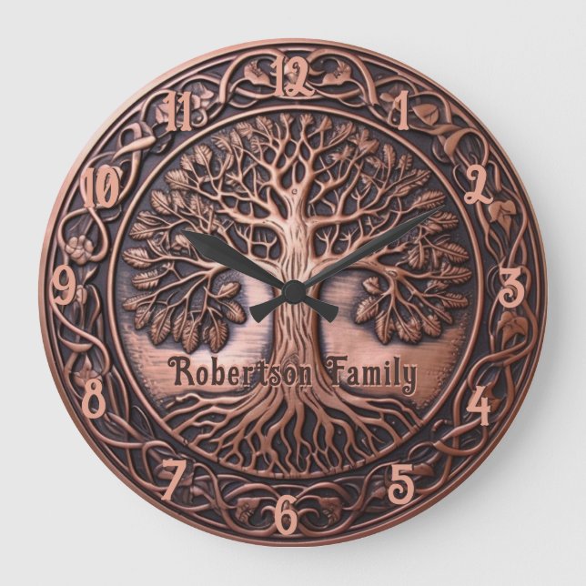 Copper Look Family Tree Clock (Front)