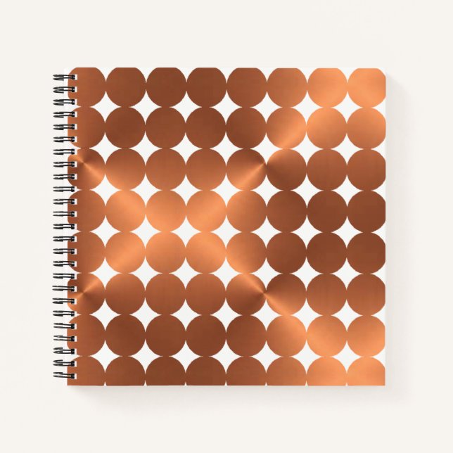 Copper-look modern dots design notebook (Front)