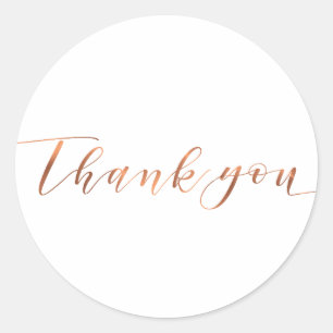 Copper-look Thank You script design Classic Round Sticker