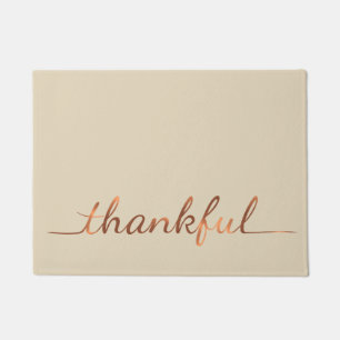 Copper-look Thankful script design Doormat