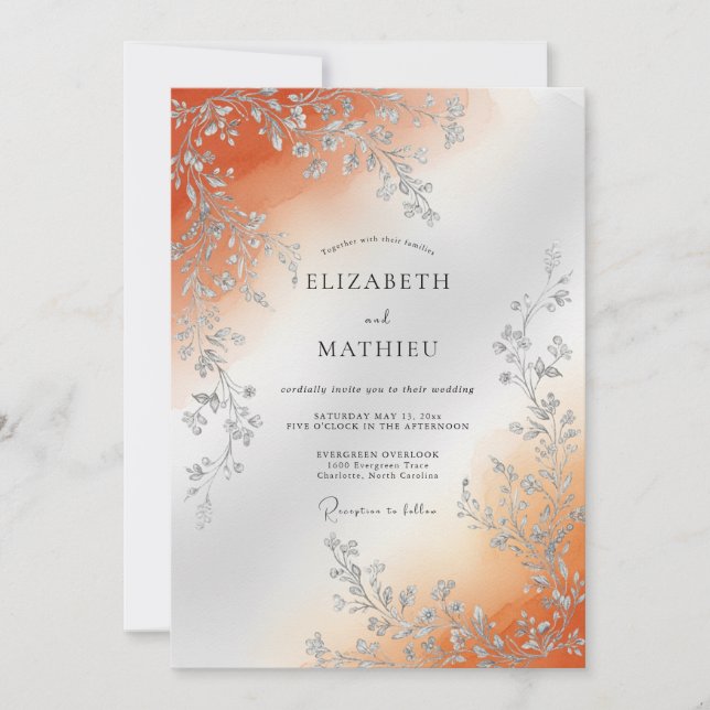 Copper Lustrous Autumnal Wedding Invitation (Front)