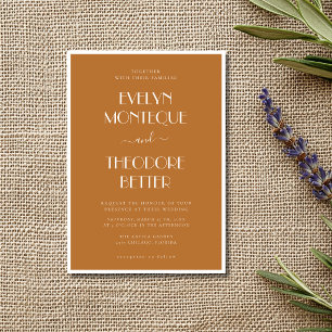 Copper Luxury Minimalist Whimsical Formal Wedding Invitation