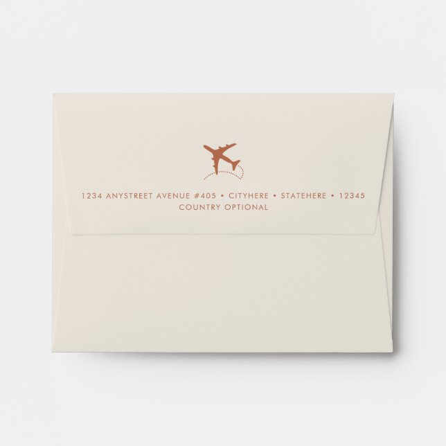 Copper Map and Aeroplane Travel RSVP Envelope (Back (Top Flap))