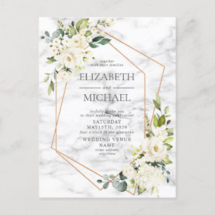 Copper Marble Geometric Floral Postcard Wedding