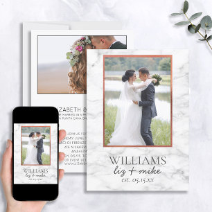 Copper Marble Photo Wedding Announcement Reception