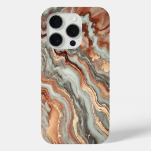 Copper Marble with White and Grey Veins iPhone 15 Pro Case