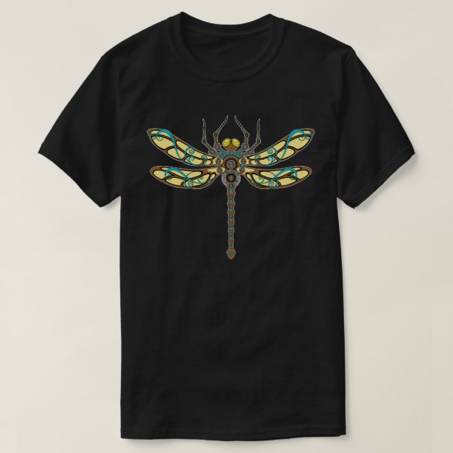 Copper Mech Dragonfly Illustration T-Shirt (Design Front)
