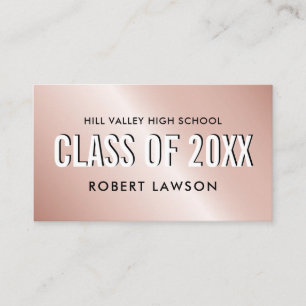 Copper Metallic  Class Graduation Name Social Icon Business Card