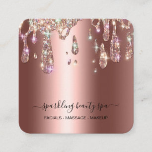 *~* COPPER Metallic Drip Dripping GLITTER AP7 Square Business Card