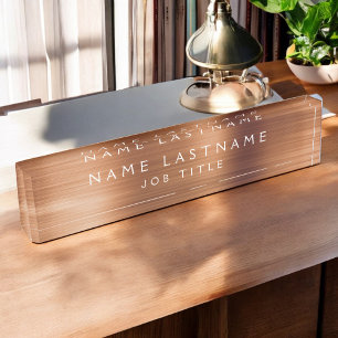 Copper Metallic Foil Modern Business Nameplate