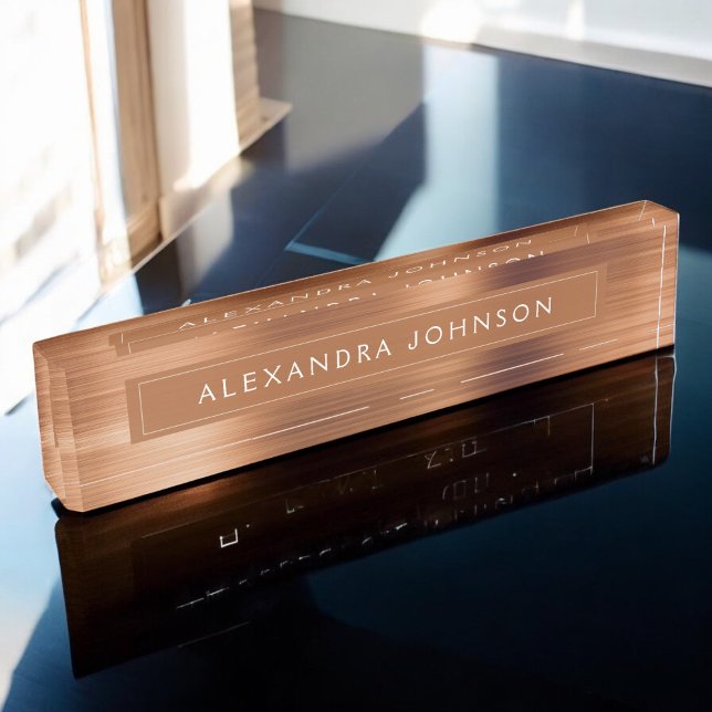 Copper Metallic Foil Modern Elegant Business Nameplate (Creator Uploaded)