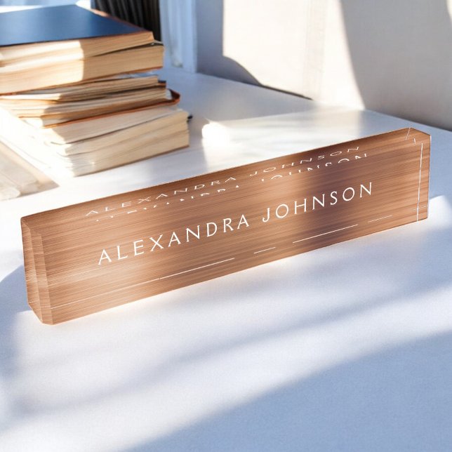 Copper Metallic Foil Modern Elegant Business Nameplate (Creator Uploaded)