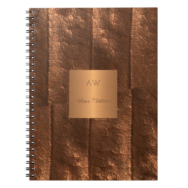 Copper metallic gold exclusive luxury monogrammed notebook (Front)