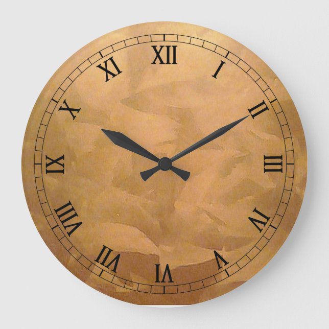 Copper Metallic Hand Brushed Large Clock (Front)