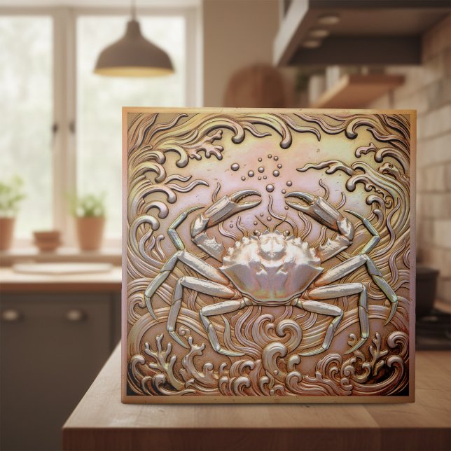 Copper Metallic Iridescent Crab ID1223 Ceramic Tile (Creator Uploaded)