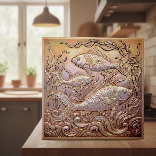 Copper Metallic Iridescent Fish D1223 Ceramic Tile (Creator Uploaded)