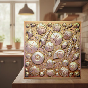 Copper Metallic Iridescent Seashells ID1223 Ceramic Tile