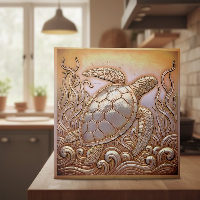 Copper Metallic Iridescent Turtle D1223 Ceramic Tile (Creator Uploaded)