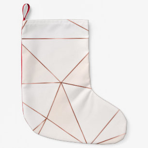 Copper metallic polygonal texture with bronze glit small christmas stocking