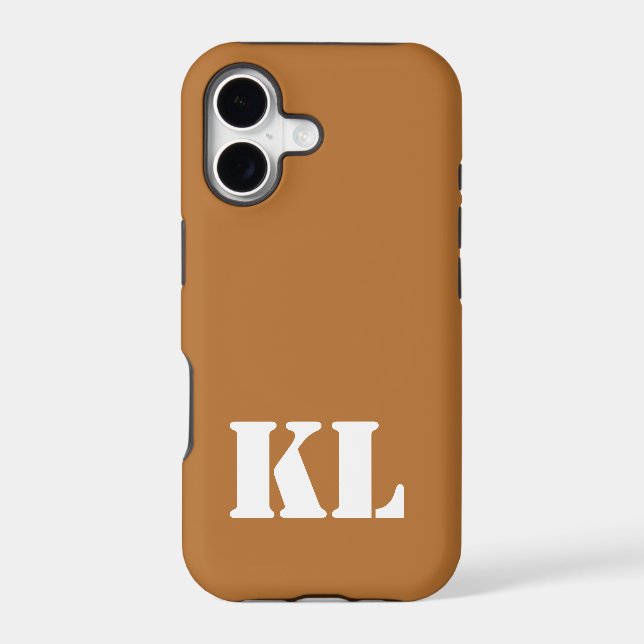 Copper Metallic Solid Colour | Minimalist Monogram (Back)