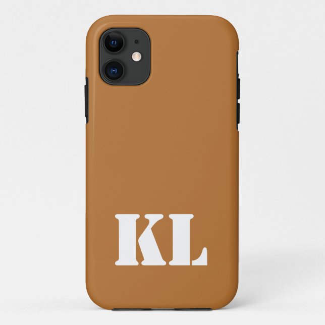 Copper Metallic Solid Colour | Minimalist Monogram Case-Mate iPhone Case (Back)
