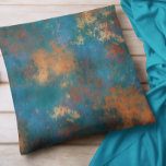 Copper Metallic Turquoise Distressed Cushion<br><div class="desc">This design was created through digital art. It may be personalised by clicking the customise button and changing the colour, adding a name, initials or your favourite words. Contact me at colorflowcreations@gmail.com if you with to have this design on another product. Purchase my original abstract acrylic painting for sale at...</div>