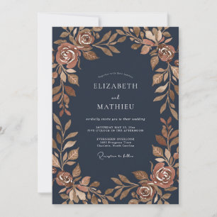 Copper Midnight Foliage Eucalyptus Wedding Invitation