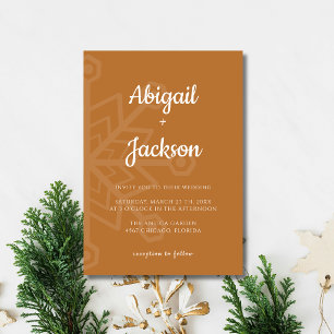 Copper Minimalist Snowflake Christmas Wedding Invitation