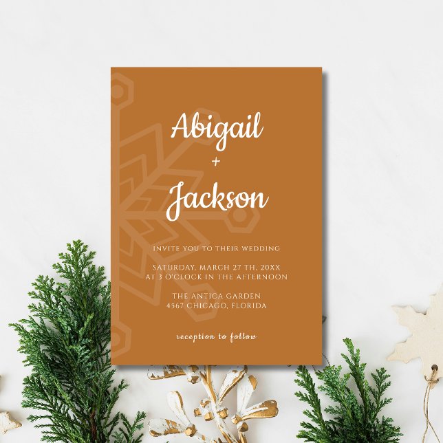 Copper Minimalist Snowflake Christmas Wedding Invitation (Creator Uploaded)